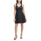 Women's Sleeveless Embossed Scuba Fit & Flare Dress