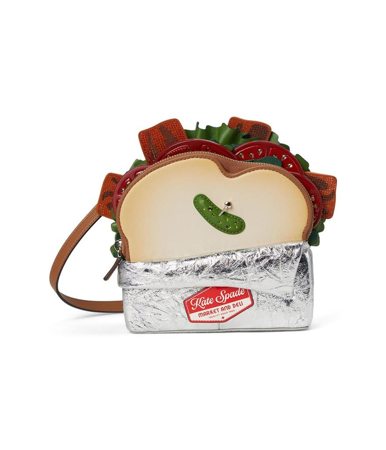 Glamwich Embellished Leather 3D Sandwich Crossbody