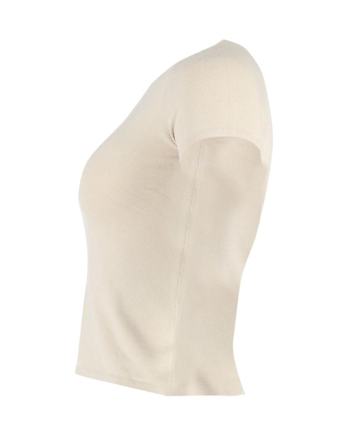 Max Mara Weekend Cap Sleeve T-shirt in Beige Cotton Wool