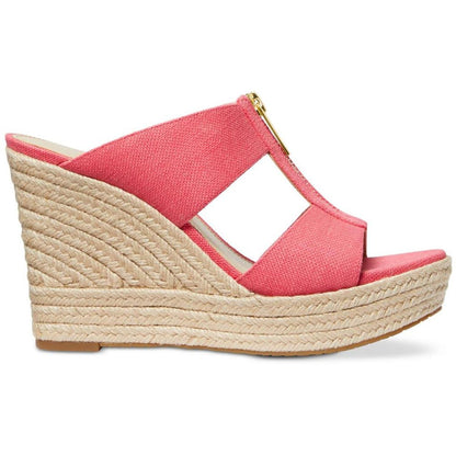 Womens Zipper Canvas Wedge Sandals