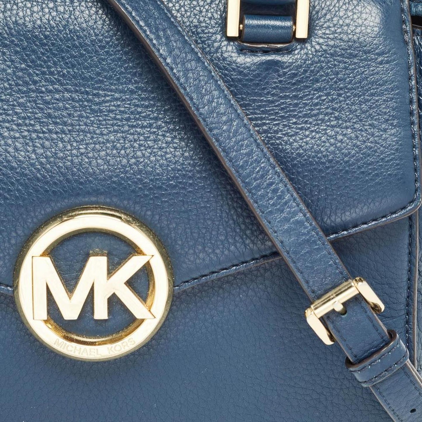 Michael Kors Navy Blue Leather Hudson Satchel