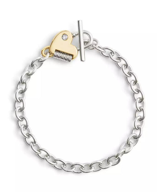 Faux Stone Signature Heart Padlock Charm Bracelet