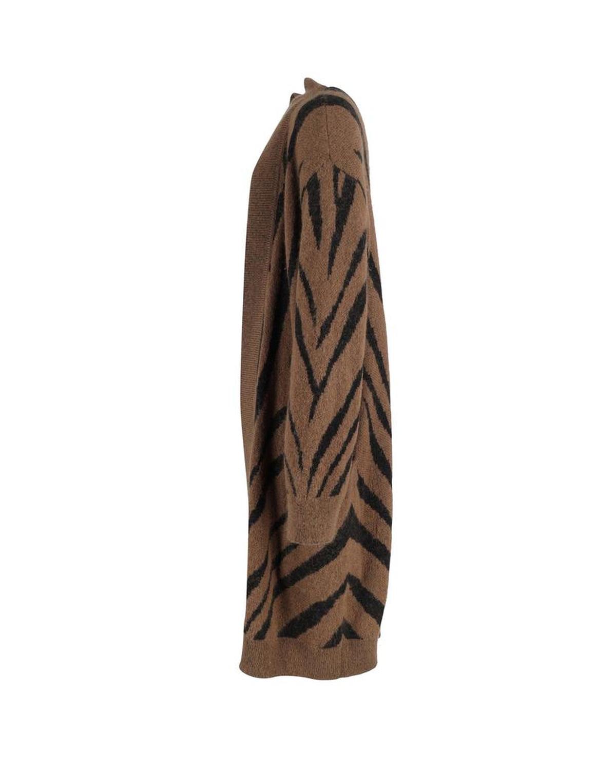 Max Mara Zebra Print Mohair Blend Knit Cardigan In Brown Mohair