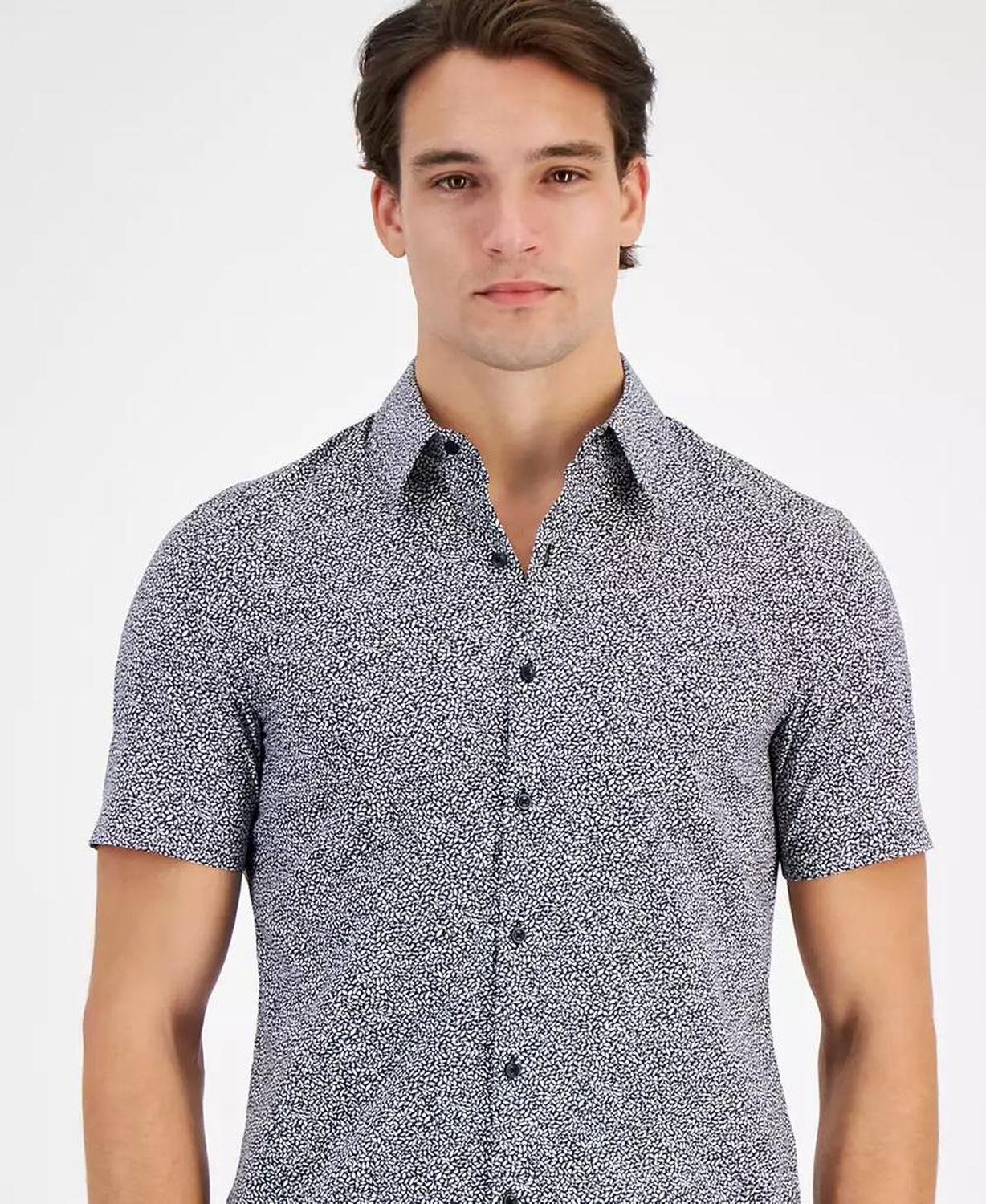 Men's Slim-Fit Micro-Petal Button-Down Shirt