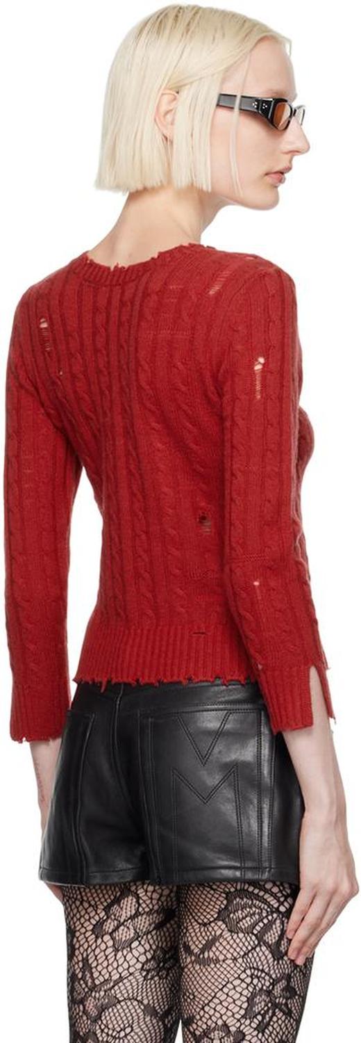 Red 'The Shrunken Cashmere Cable' Cardigan