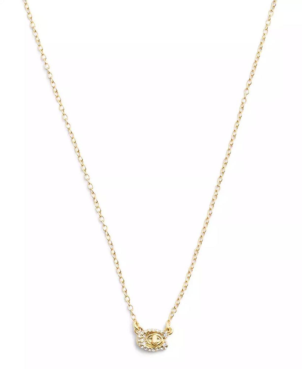 Women's Faux Stone Signature C Pave Turnlock Pendant Necklace