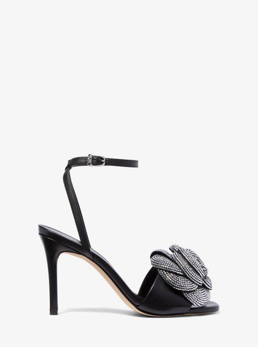 Elodie Crystal-Embellished Leather Sandal