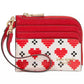 Devin Pixel Hearts Embossed Saffiano Leather Card Case Wristlet