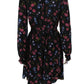 Kate Spade New York Womens Floral V-Neck Smock Waist Long Dress Black