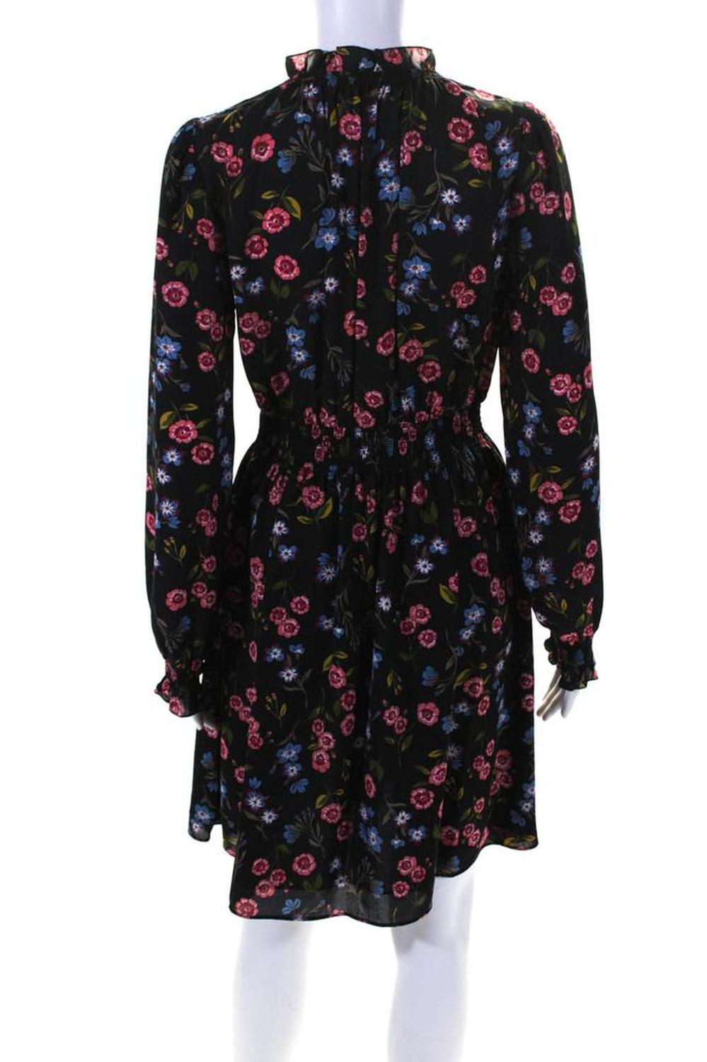 Kate Spade New York Womens Floral V-Neck Smock Waist Long Dress Black