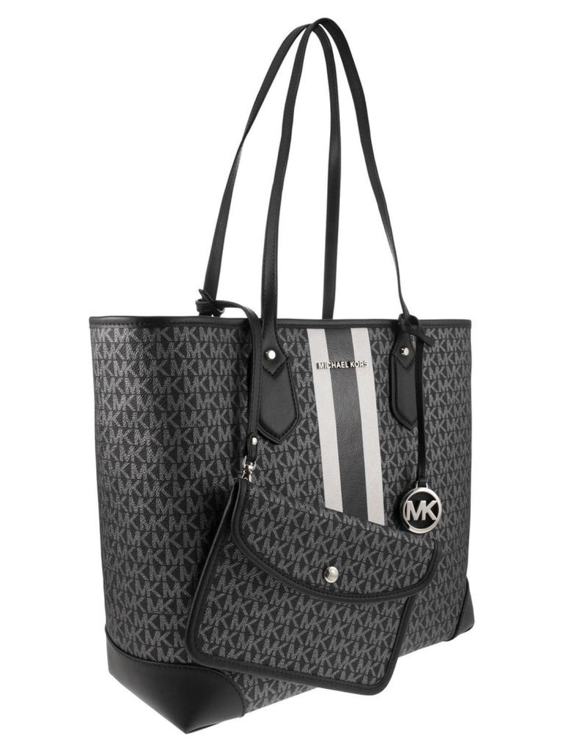 Michael Kors Eve Monogram Logo Plaque Tote Bag