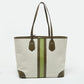 White/green Signature Coated Canvas And Leather Large Jet Set Tote