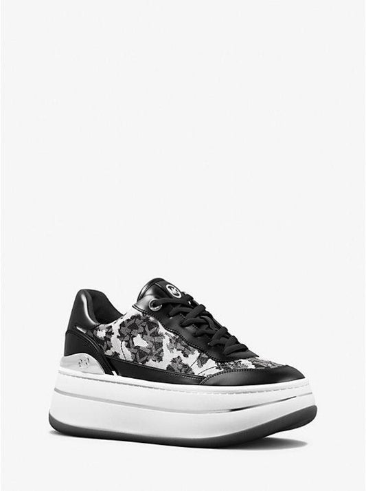 Hayes Leopard Logo and Leather Platform Sneaker