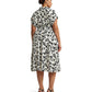 Plus-Size Leaf-Print Belted Crepe Dress