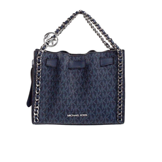 Michael Kors Mina Small Belted Navy Signature PVC Chain Inlay Crossbody Women's Bag