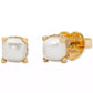 Gold-Tone Pavé & Imitation Pearl Square Stud Earrings