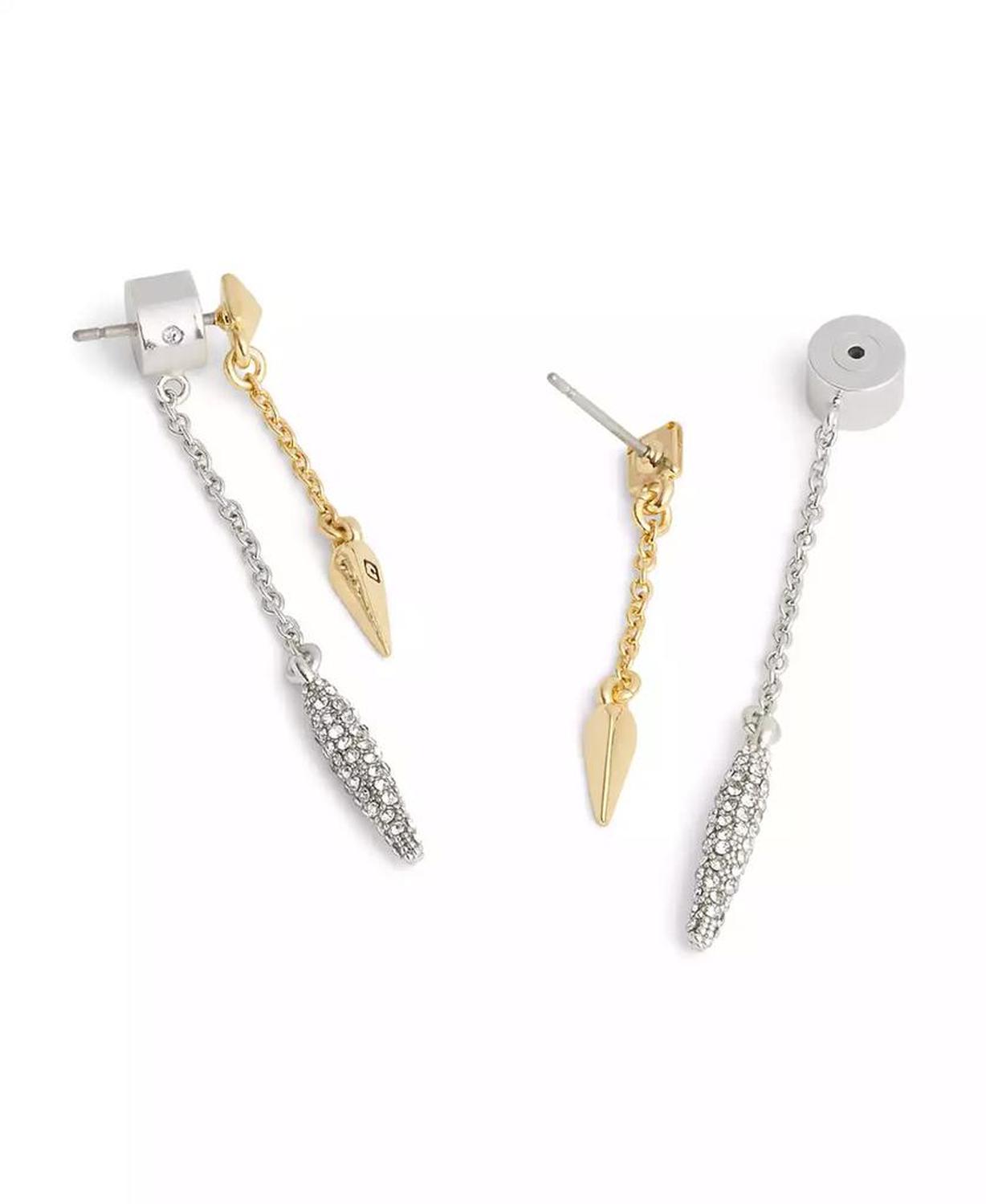 Faux Stone Signature Pavé Spike Front Back Earrings