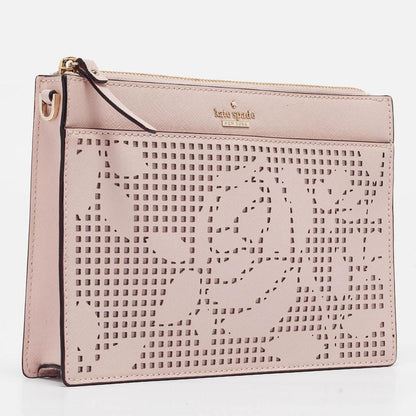 Kate Spade Light Pink Perforated Leather Cameron Street Clarise Clutch Bag