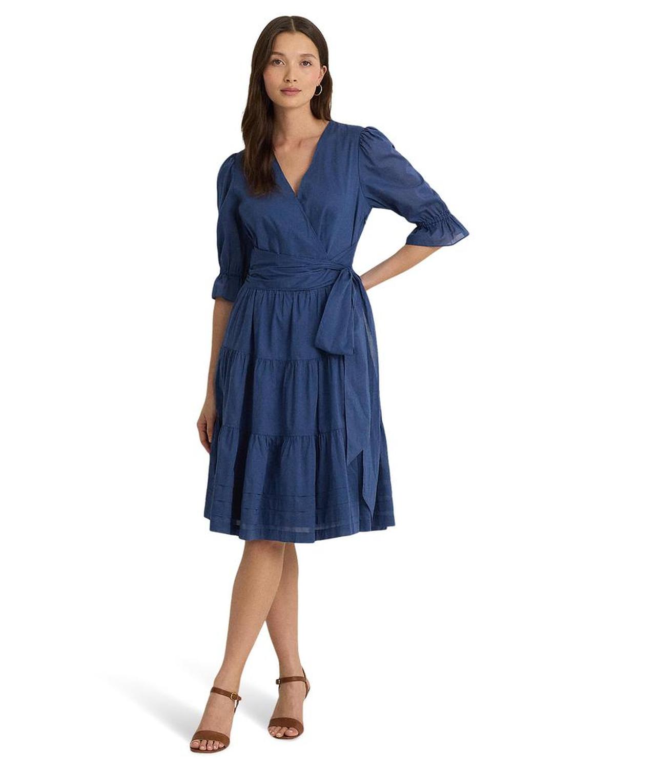 Tie-Front Cotton Voile Surplice Dress