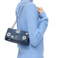 The Sequin Daisy Denim Dual Chain Shoulder Bag