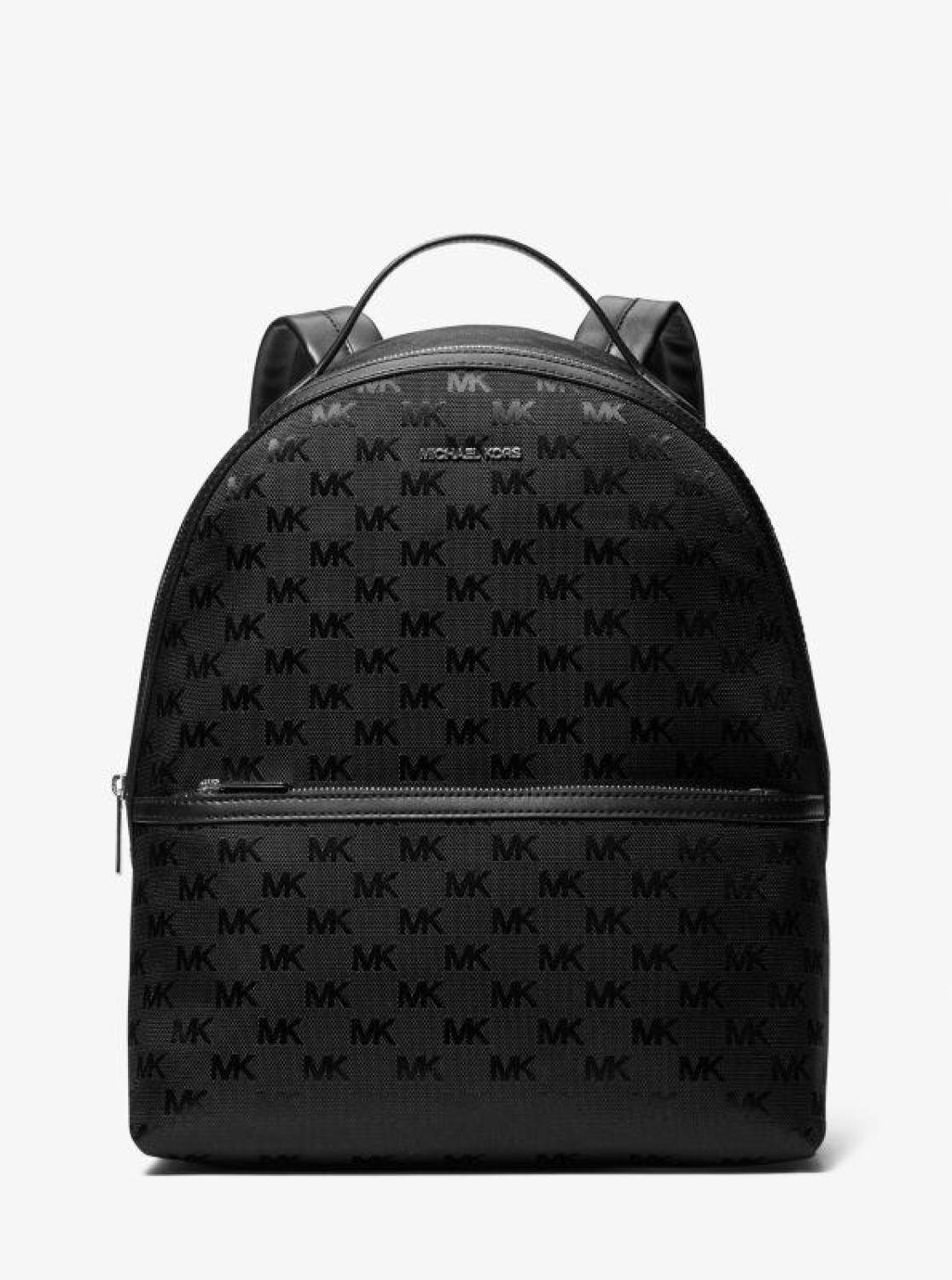 Sheila Large Woven Logo Nylon Backpack