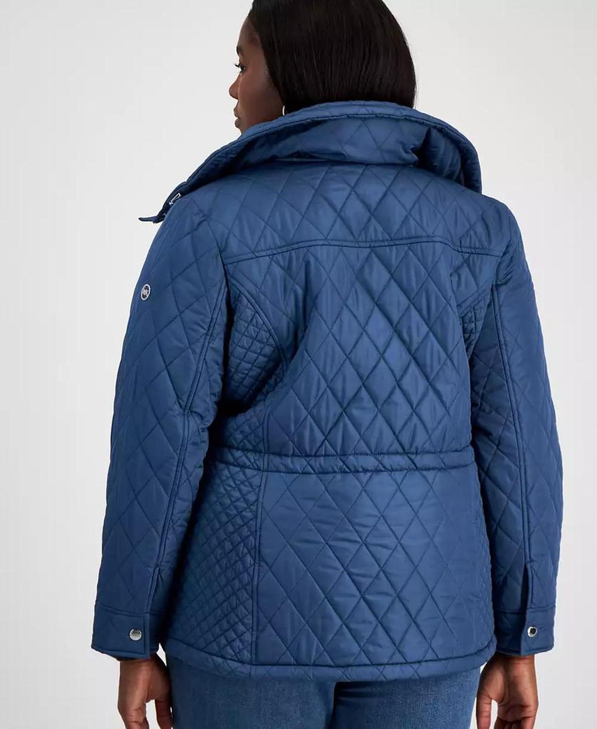 Plus Size Quilted Hooded Anorak Coat