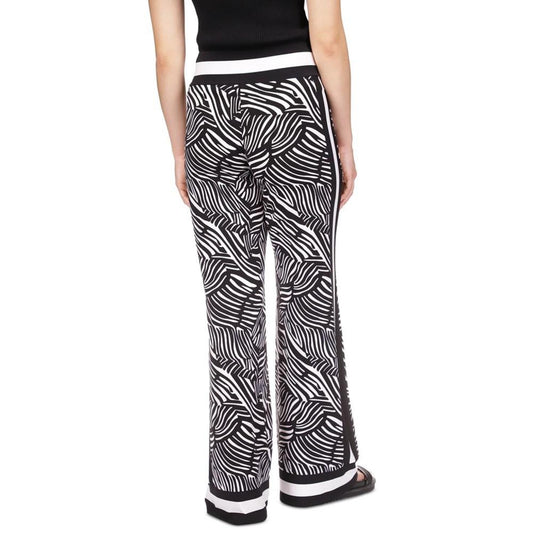 Petite Zebra-Print Border-Hem Wide-Leg Pants