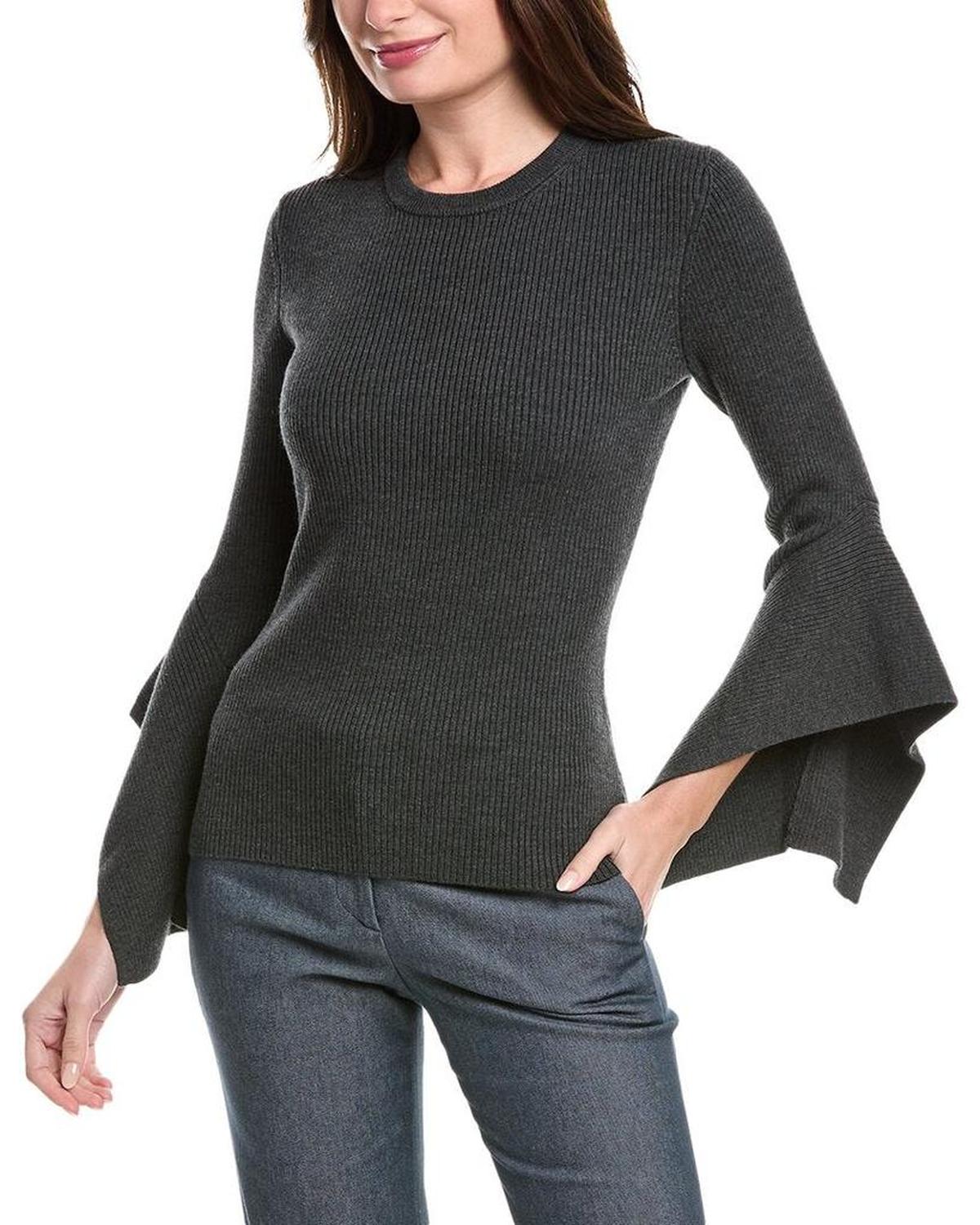 Flare Sleeve Wool-Blend Sweater