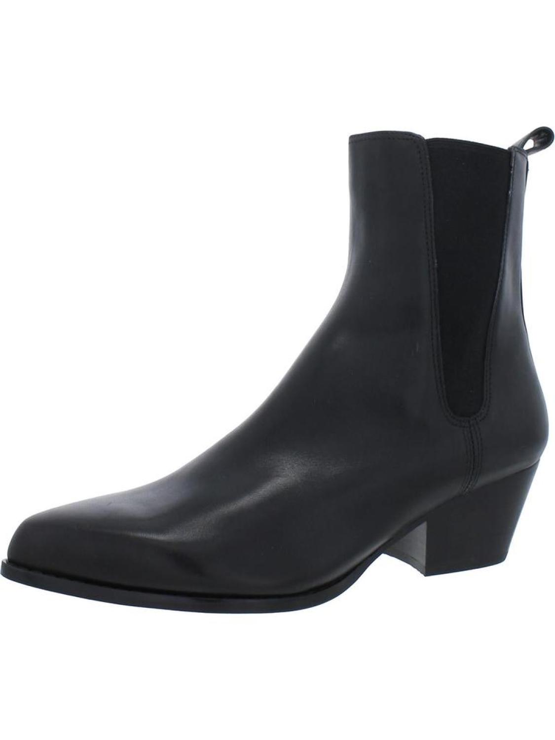 Womens Leather Pointed Toe Ankle Boots