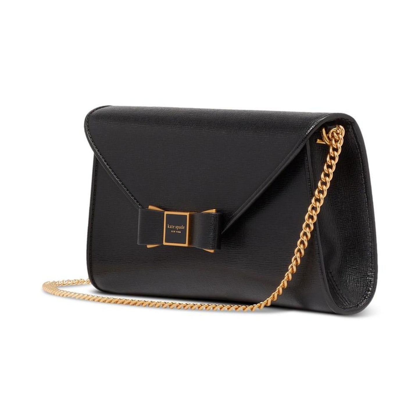 Morgan Bow Embellished Saffiano Leather Envelope Flap Small Crossbody