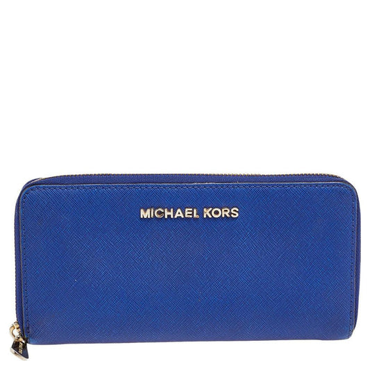 Michael Kors Blue Leather Bedford Continental Wallet..