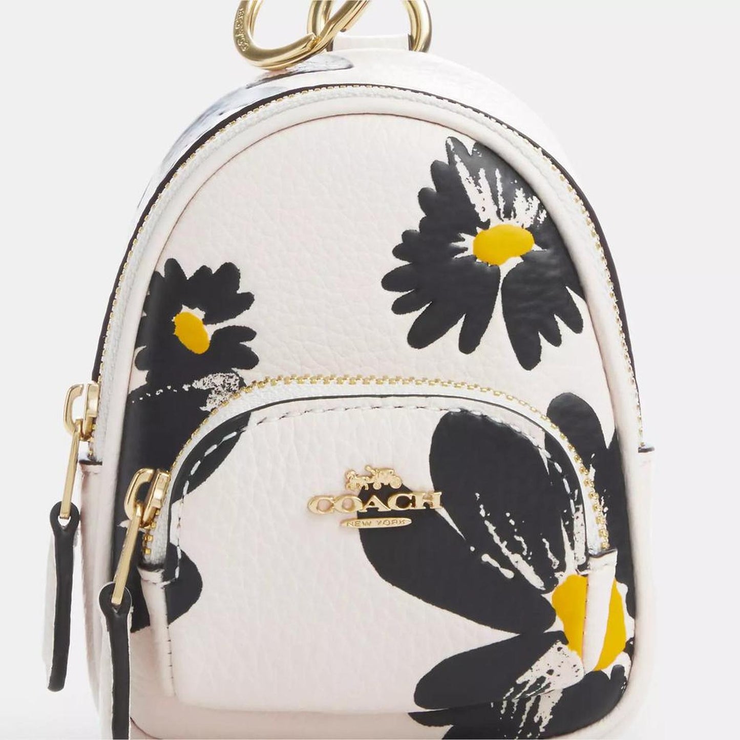 Mini Court Backpack Bag Charm With Floral Print