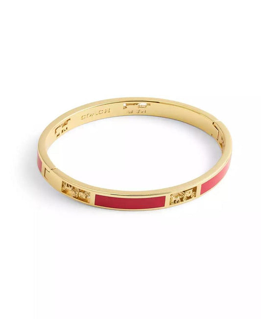 Enamel Signature Horse Carriage Cut Out Bangle Bracelet