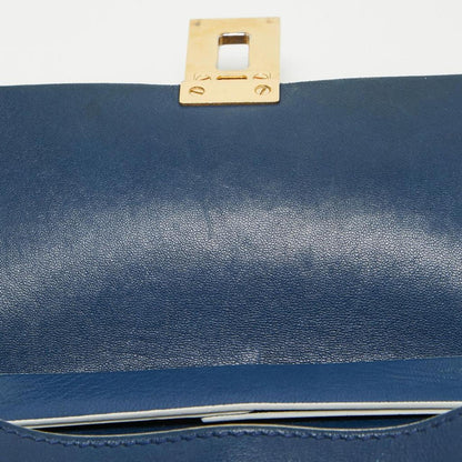 Chloe Navy Blue/grey Leather Medium Drew Shoulder Bag