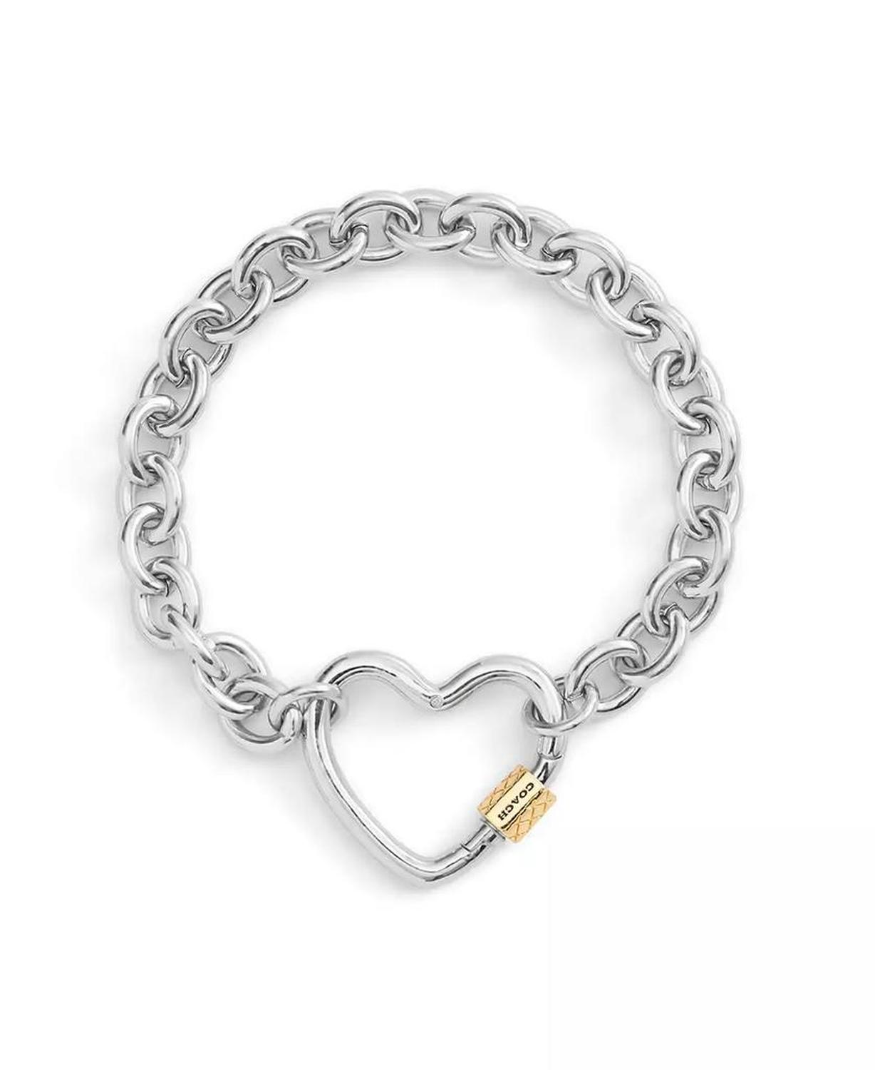 Two-Tone Signature Carabiner Heart Statement Bracelet