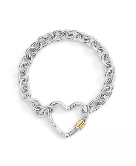 Two-Tone Signature Carabiner Heart Statement Bracelet