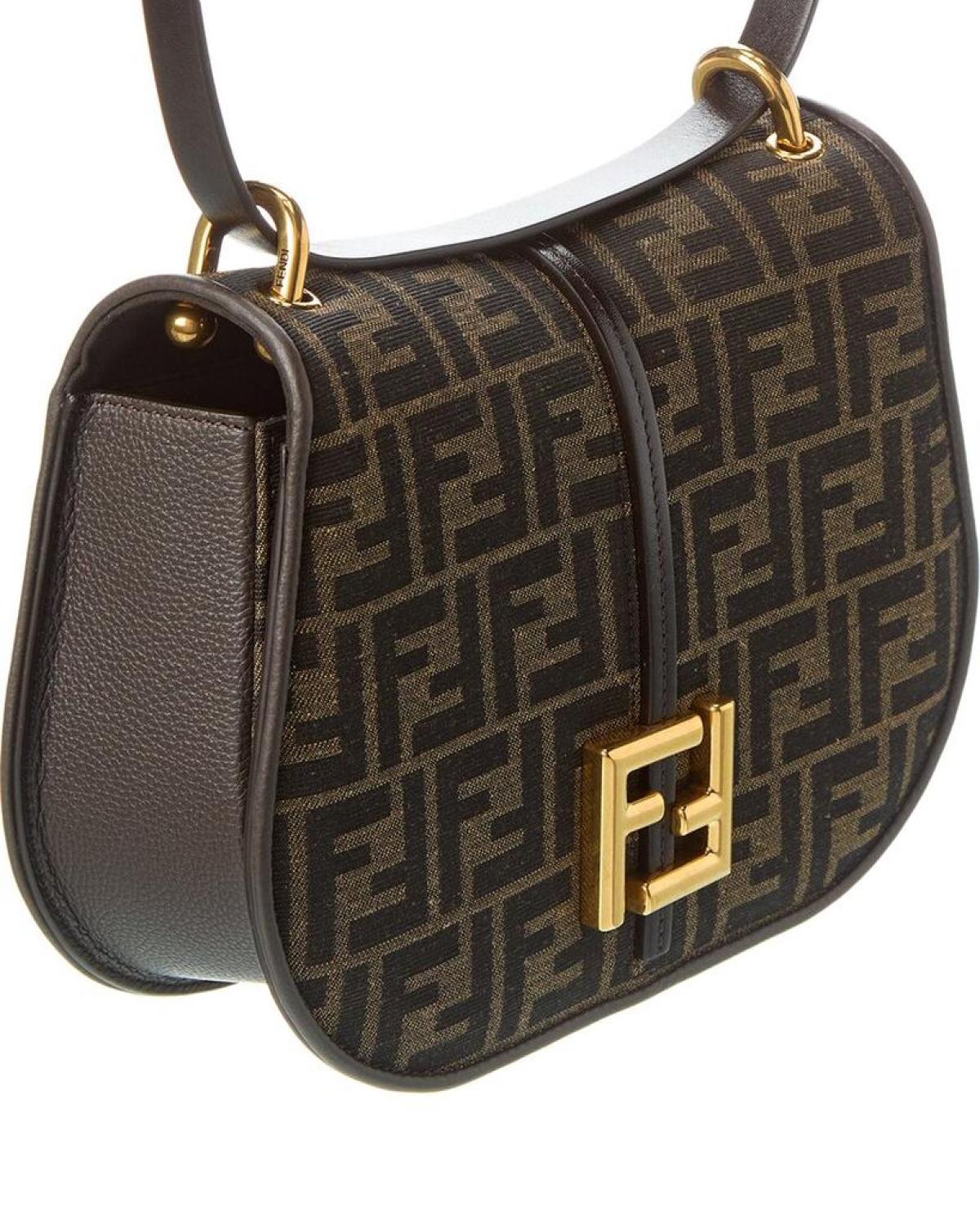 FENDI Cmon Medium FF Jacquard & Leather Shoulder Bag