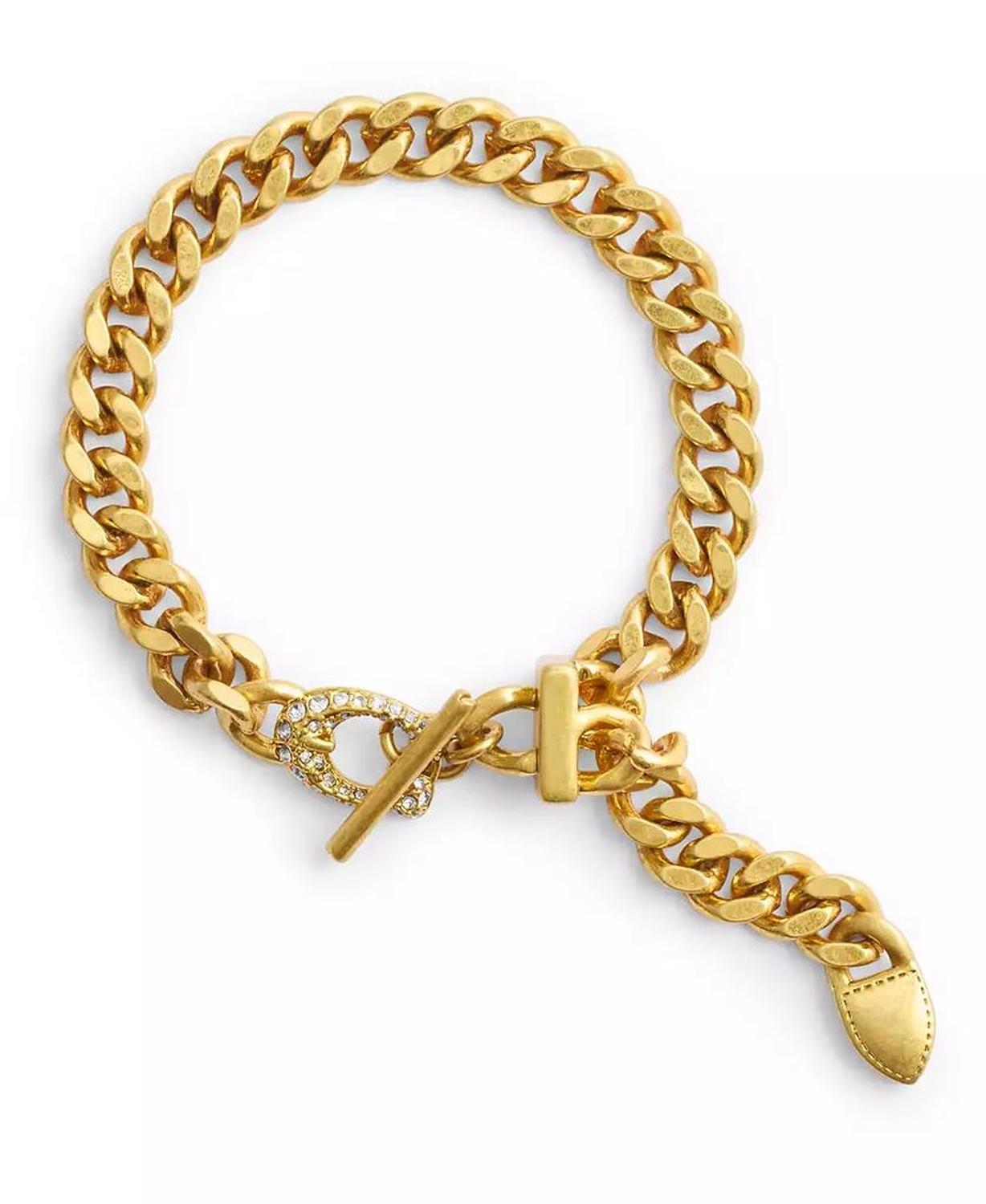 Women's Faux Stone Signature C Buckle Curb Chain Bracelet