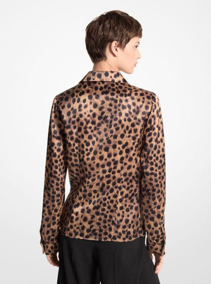 Hansen Cheetah Silk Charmeuse Shirt