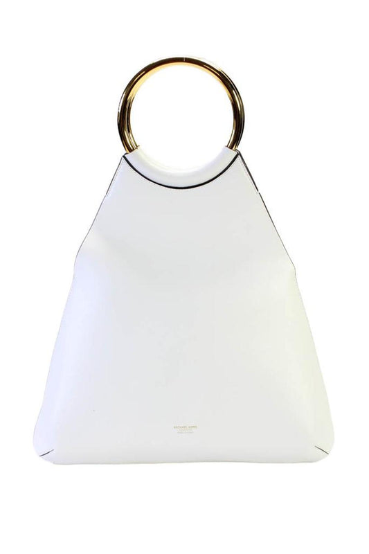 Michael Kors Collection Ursula  Womens Leather Gold Tone Magnet Shoulder Handbag White