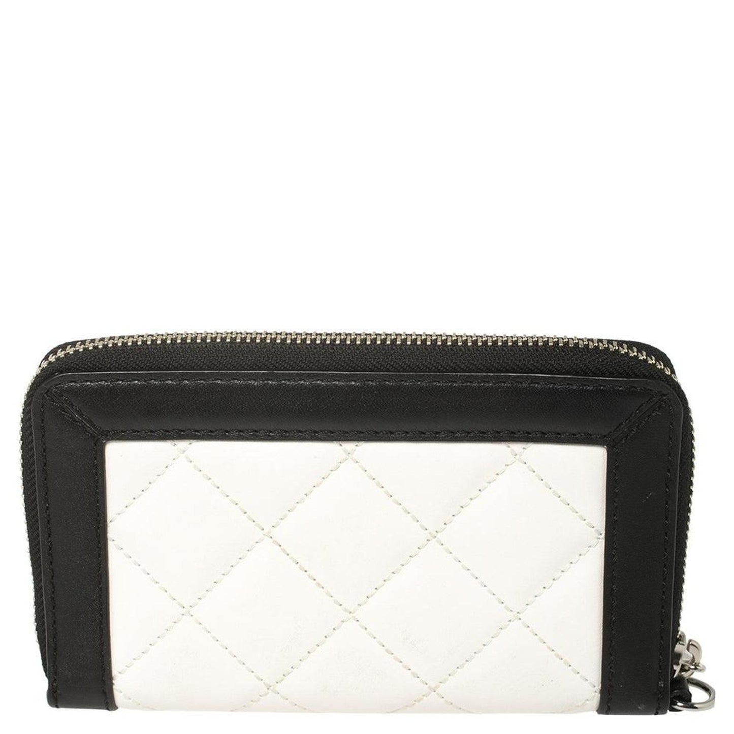 Michael Kors White/black Quilted Leather Wristlet Wallet