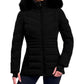 Michael Michael Kors Women's Black Chevron Faux Fur Hooded Coat