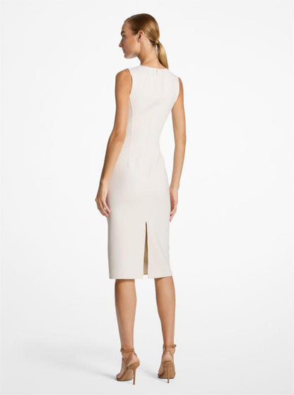 Double Faced Stretch Wool Bouclé Sheath Dress