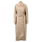 Long Belted Coat in Beige Wool