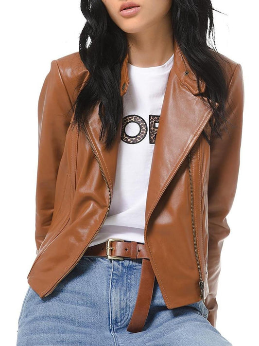 Womens Spring Leather Motorcycle Jacket