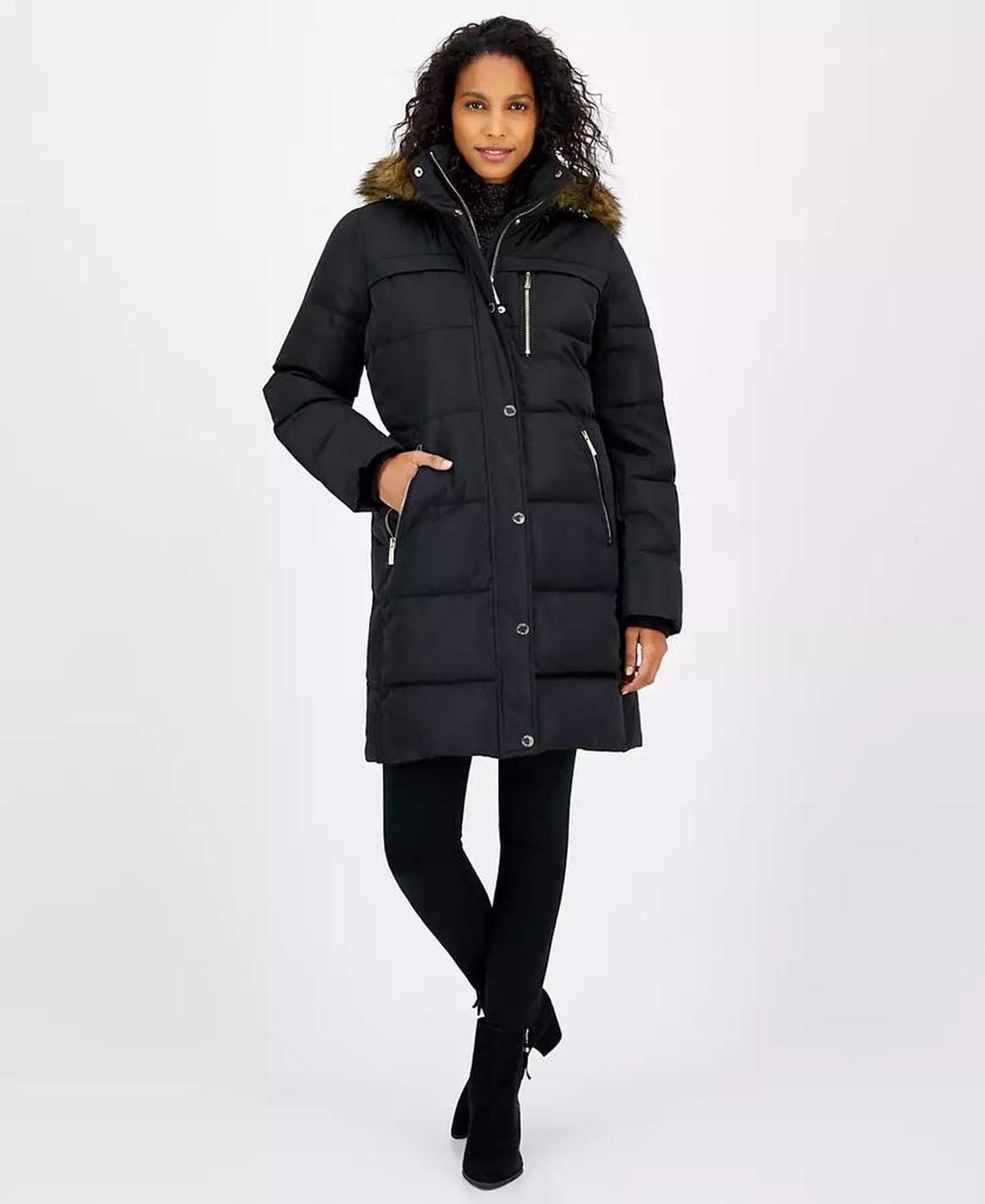 Petite Faux-Fur-Trim Hooded Puffer Coat, Created for Macy's