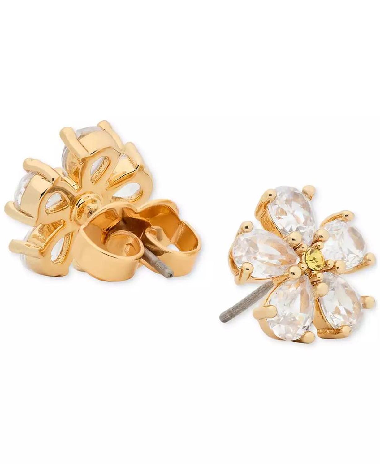 Bursting Blooms Gold-Tone Crystal Stud Earrings