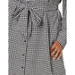 Plus-Size Houndstooth Belted Crepe Shirtdress