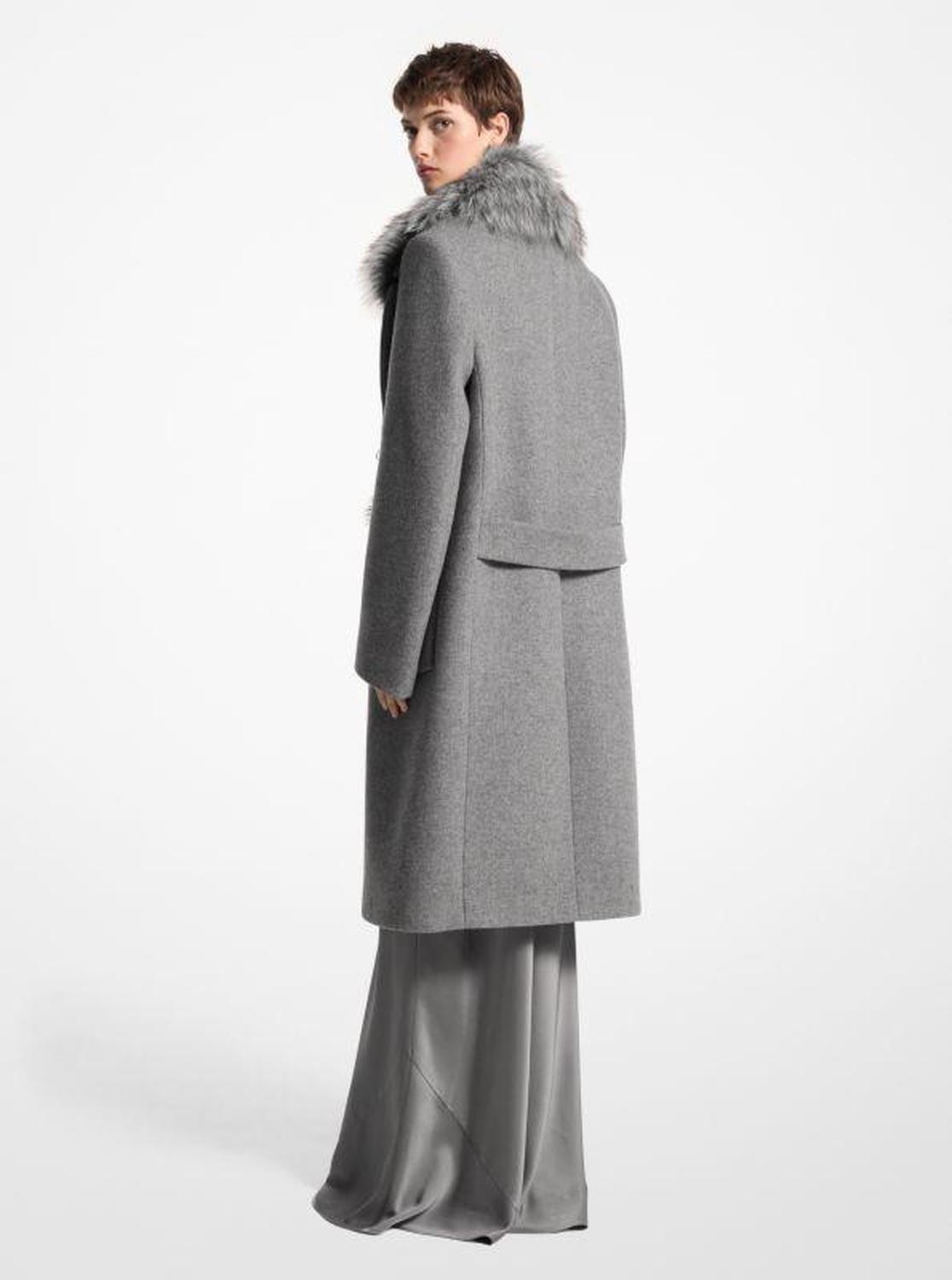 Wool Melton and Faux Fur Double-Breasted Coat