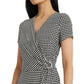 Houndstooth Jersey Surplice Dress